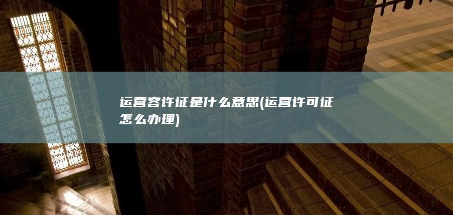 运营许可证怎么办理
