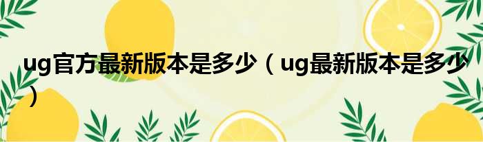 ug和ugnx有什么区别
